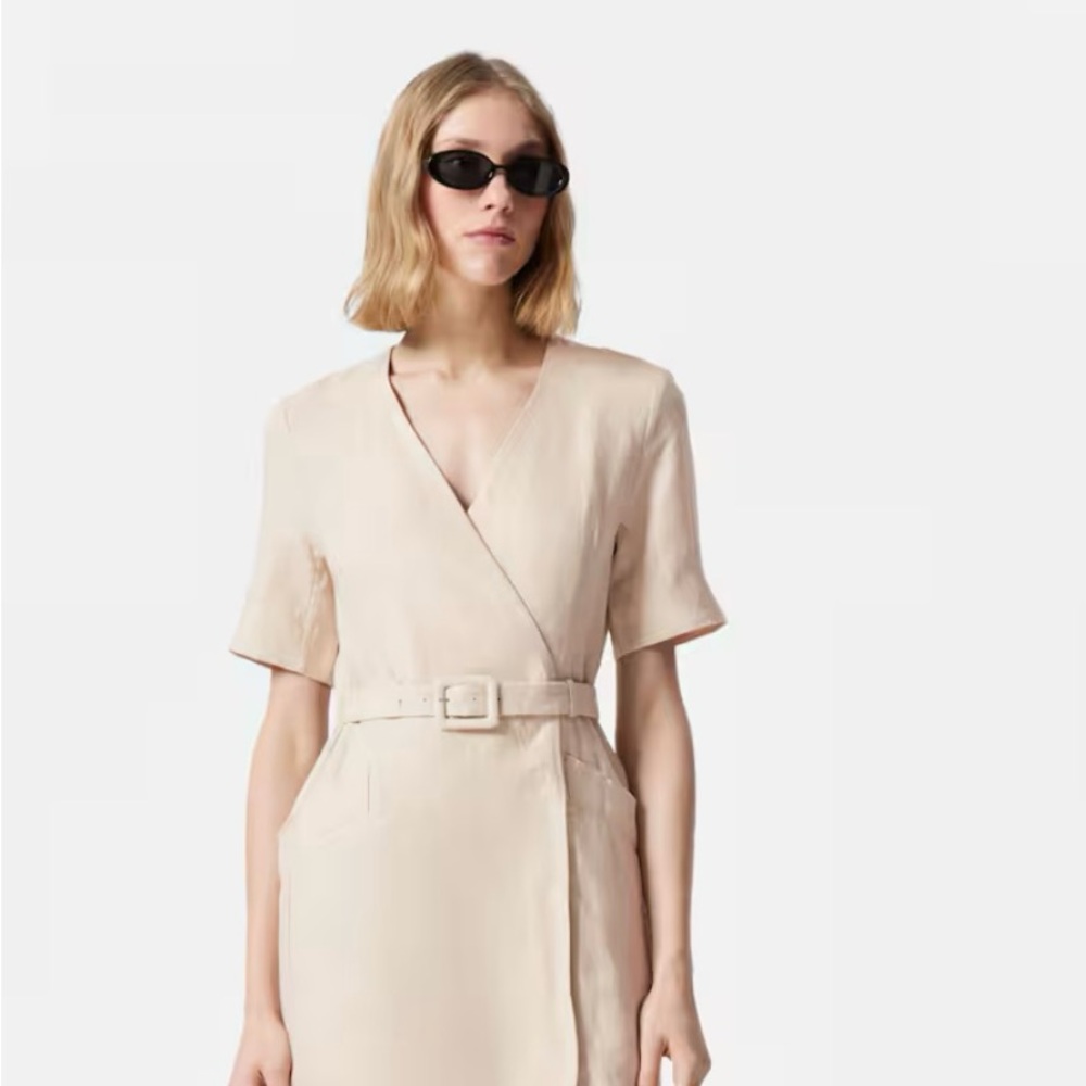 & Other Stories Beige Linen Mini Dress